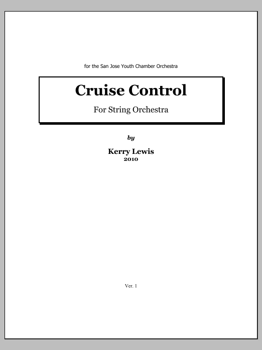 Cruise Control: String Orchestra Conductor Score & Parts