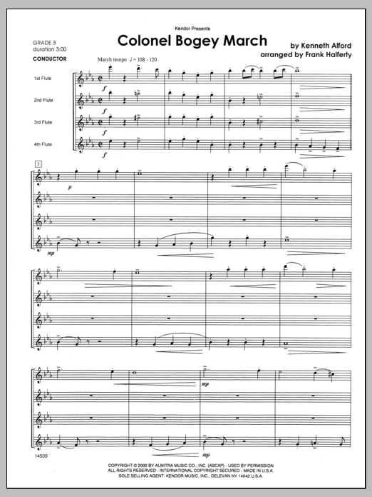 Colonel Bogey March - Full Score Sheet Music | Alford | Woodwind Ensemble