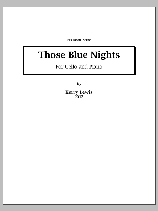 Those Blue Nights - Full Score