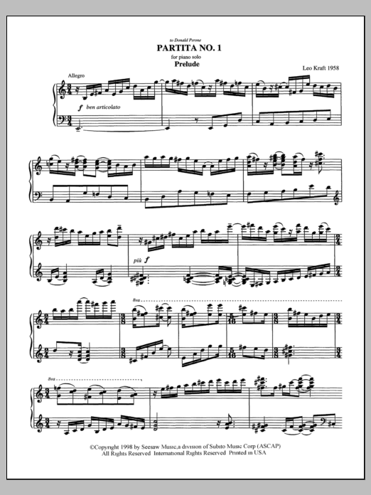 Partita No. 1: Piano Solo
