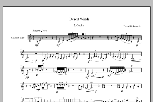Desert Winds for Clarinet in B-flat or A - Full Score