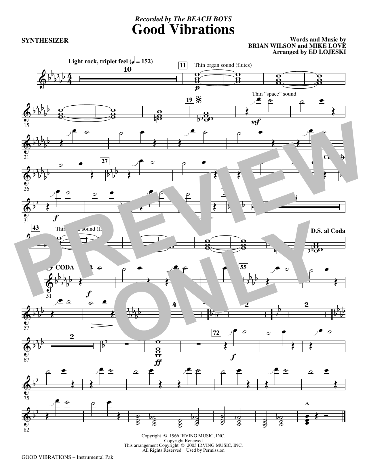 Good Vibrations (arr. Ed Lojeski): Choral Instrumental Pak