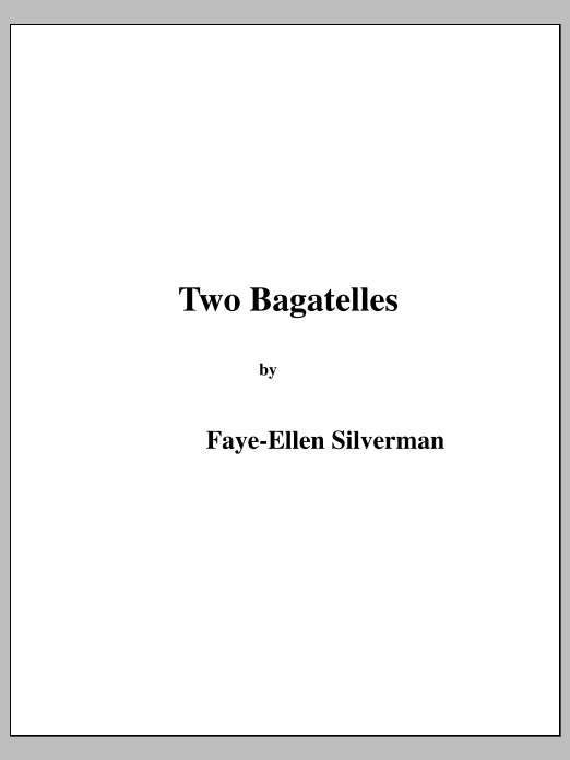 Two Bagatelles: Piano Solo