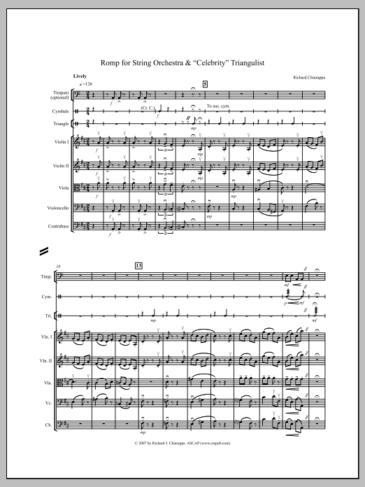 Romp for String Orchestra and "Celebrity" Triangulist: String Orchestra Conductor Score & Parts