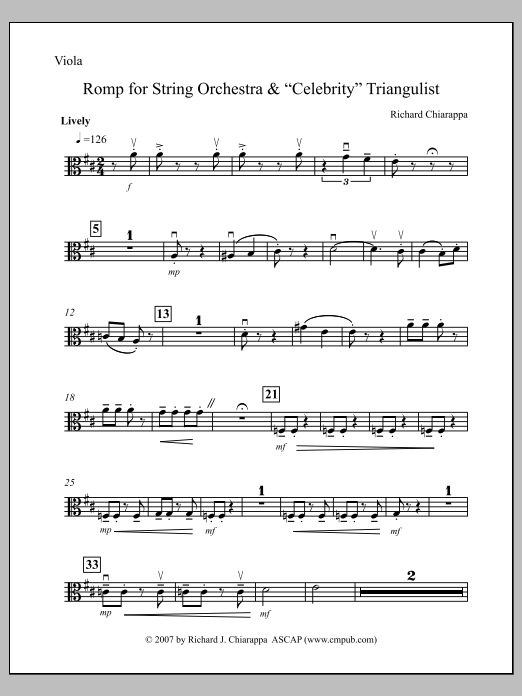 Romp for String Orchestra and "Celebrity" Triangulist - Viola