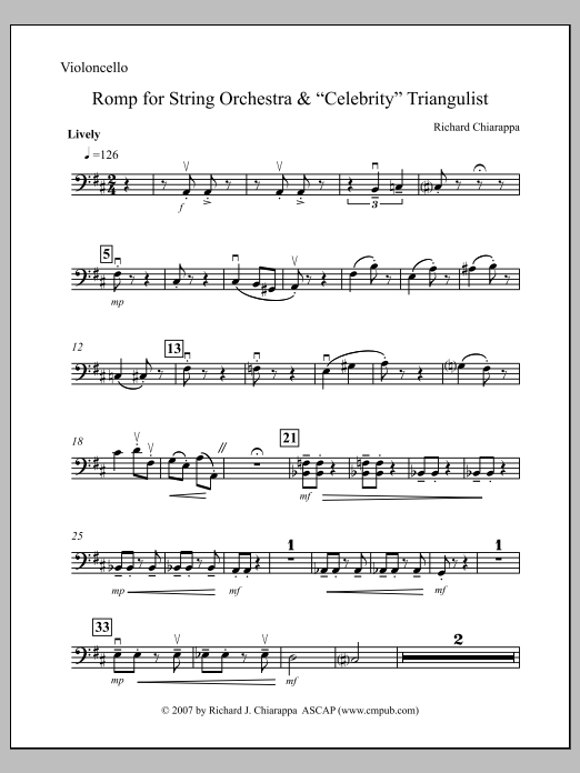 Romp for String Orchestra and "Celebrity" Triangulist - Violoncello