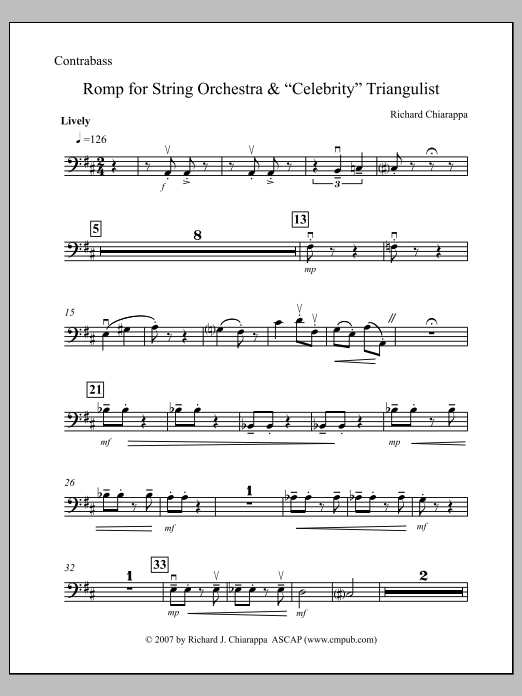 Romp for String Orchestra and "Celebrity" Triangulist - Contrabass