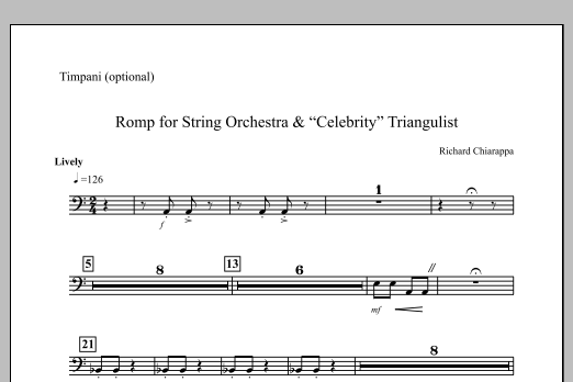 Romp for String Orchestra and "Celebrity" Triangulist - Timpani
