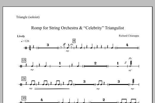 Romp for String Orchestra and "Celebrity" Triangulist - Percussion