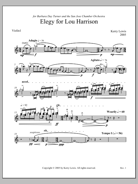 Elegy for Lou Harrison - Violin