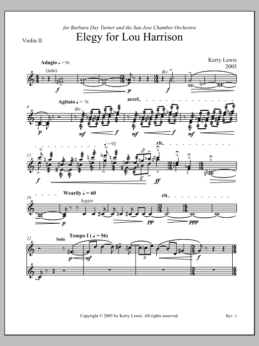 Elegy for Lou Harrison - Violin