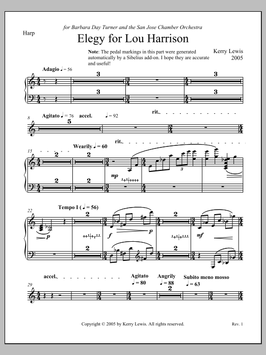 Elegy for Lou Harrison - Additional Instruments