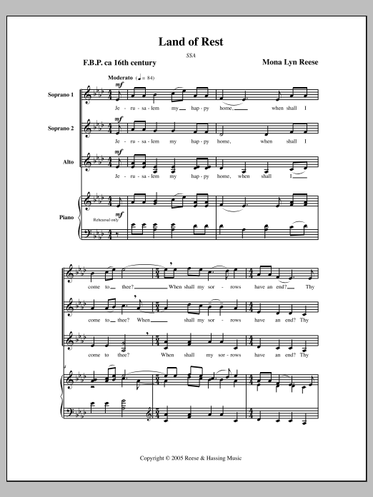 Land of Rest: Choral Octavo