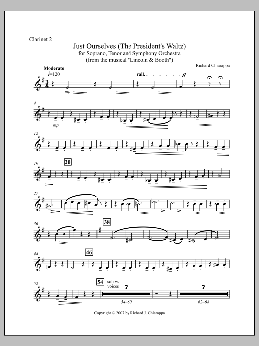 "Just Ourselves" (from "Lincoln and Booth") - Clarinet
