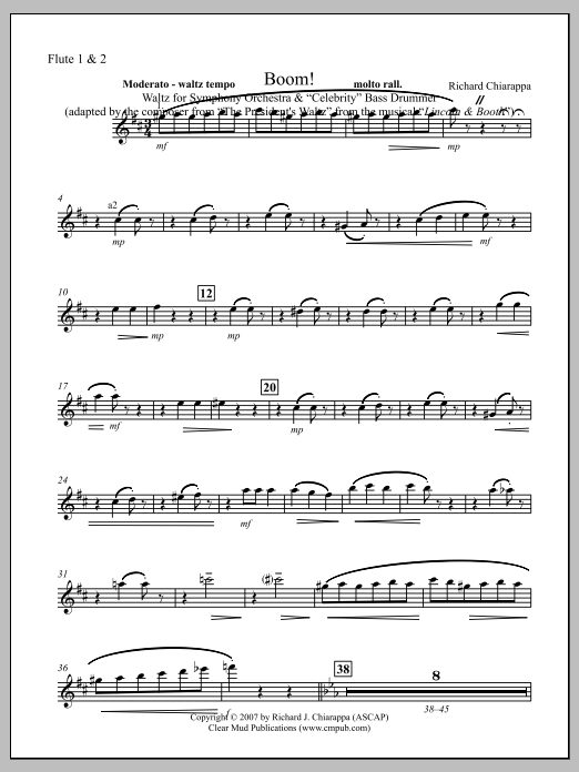 Boom! for Orchestra and "Celebrity" Bass Drummer - Flute