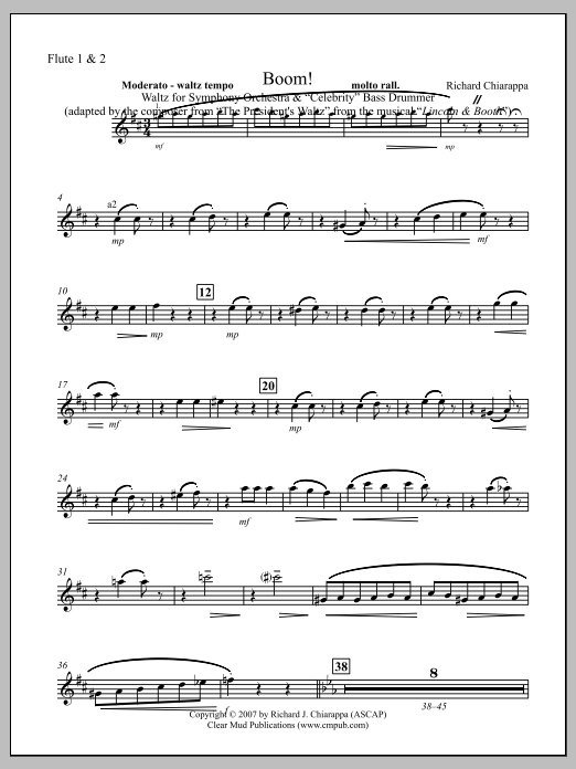 Boom! for Orchestra and "Celebrity" Bass Drummer - Flute
