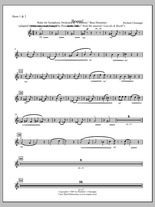 Boom! for Orchestra and "Celebrity" Bass Drummer - F Horn