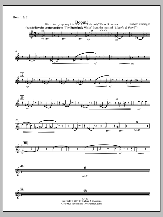 Boom! for Orchestra and "Celebrity" Bass Drummer - F Horn