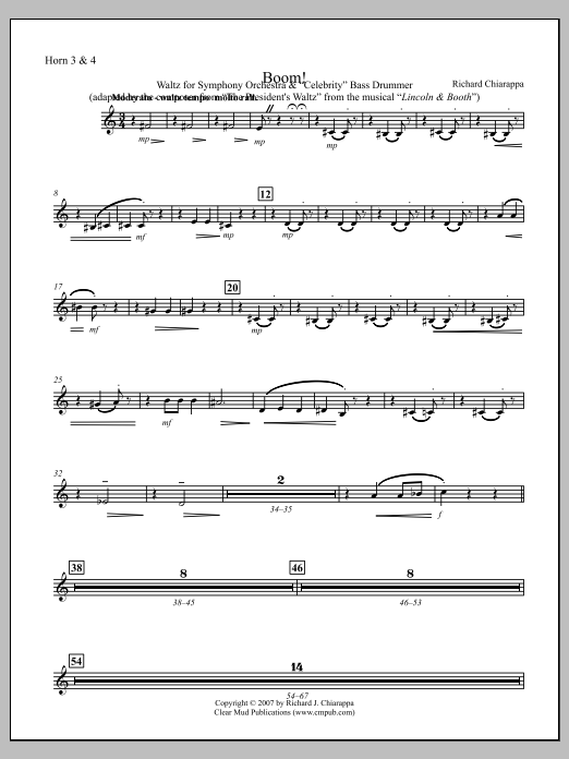Boom! for Orchestra and "Celebrity" Bass Drummer - F Horn