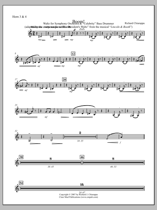 Boom! for Orchestra and "Celebrity" Bass Drummer - F Horn