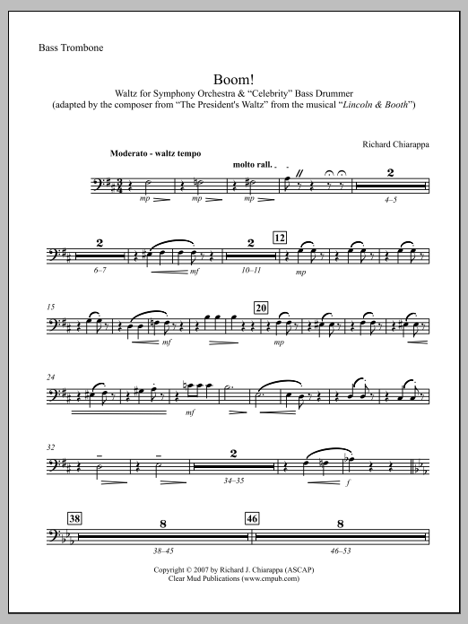 Boom! for Orchestra and "Celebrity" Bass Drummer - Trombone