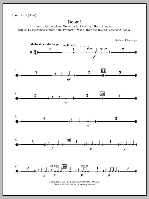 Boom! for Orchestra and "Celebrity" Bass Drummer - Percussion