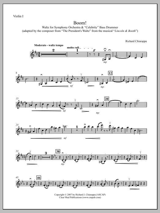 Boom! for Orchestra and "Celebrity" Bass Drummer - Violin