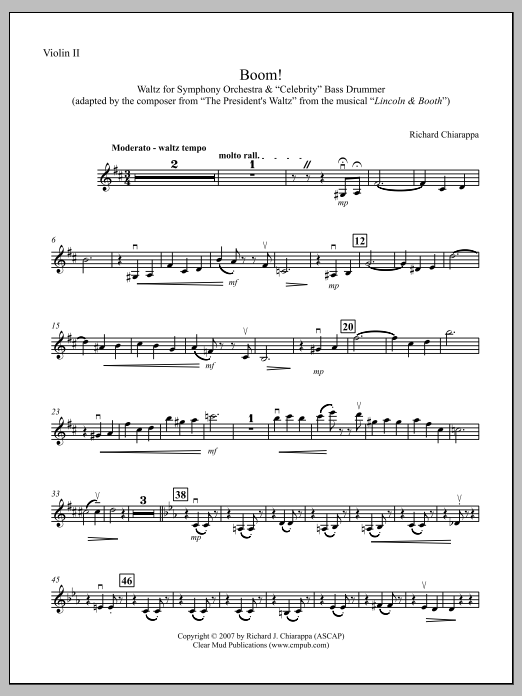 Boom! for Orchestra and "Celebrity" Bass Drummer - Violin