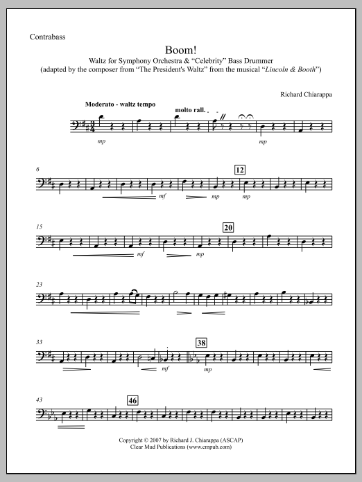 Boom! for Orchestra and "Celebrity" Bass Drummer - Contrabass