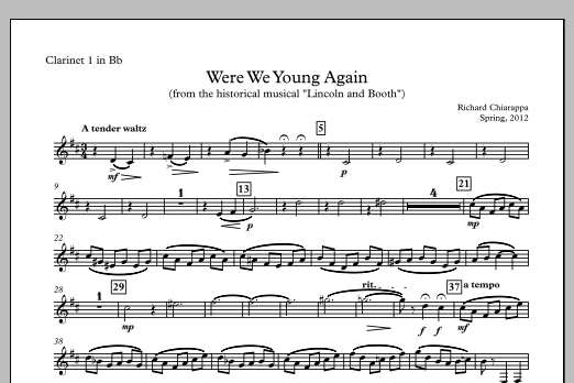 Were We Young Again - Clarinet