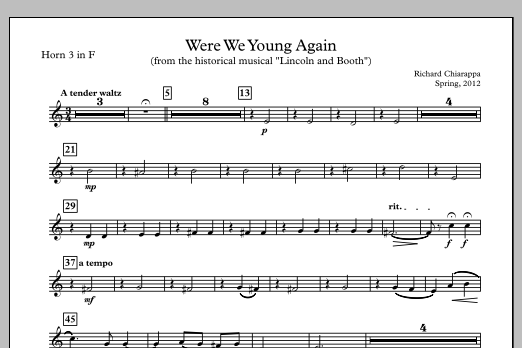 Were We Young Again - F Horn