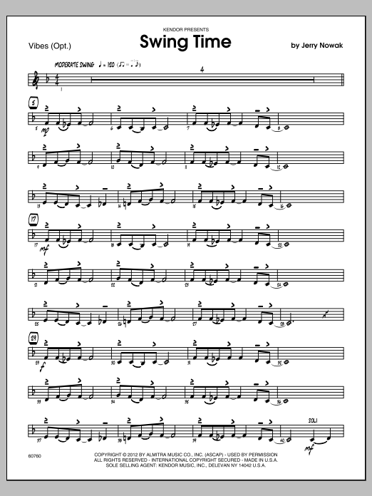 Swing Time Vibraphone Sheet Music Nowak Jazz Ensemble