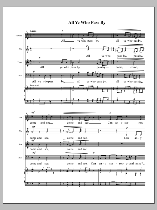 All Ye Who Pass By: Choral Octavo
