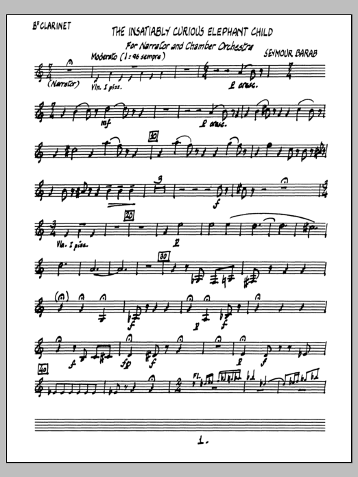 The Insatiably Curious Elephant Child - Clarinet