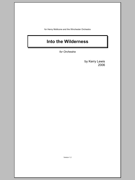 Into the Wilderness: Full Orchestra Conductor Score & Parts