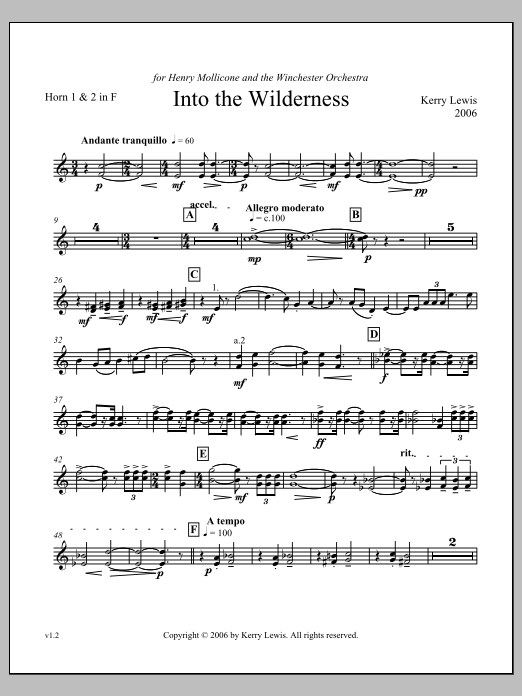 Into the Wilderness - F Horn