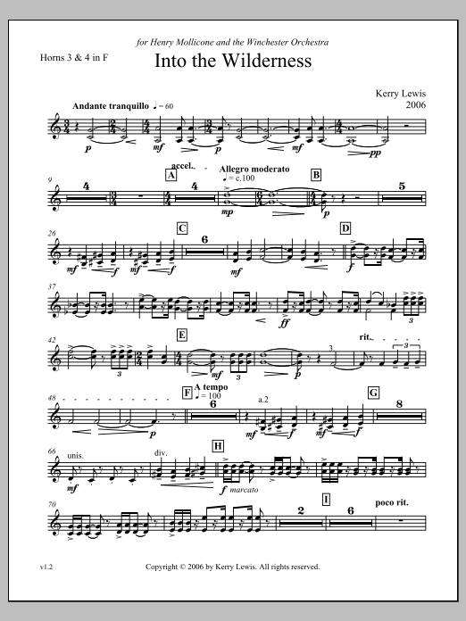 Into the Wilderness - F Horn