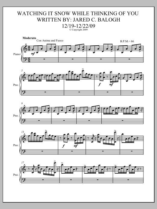Watching It Snow While Thinking Of You: Piano Solo