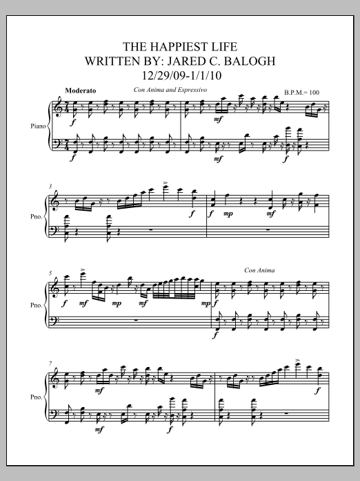 The Happiest Life: Piano Solo