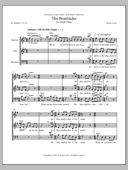 The Beatitudes: Choral Octavo