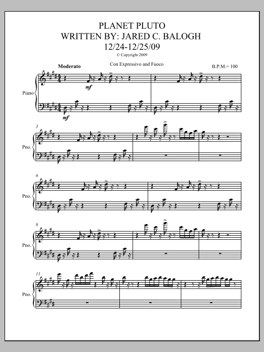 Planet Pluto: Piano Solo