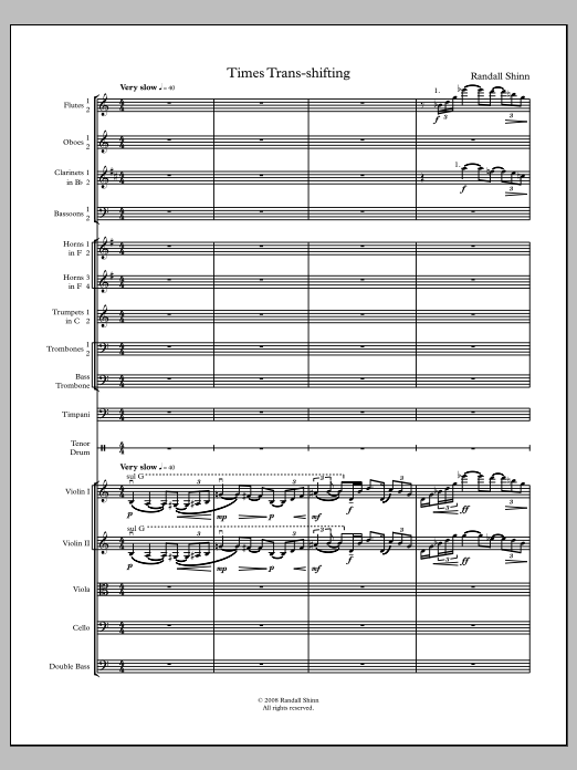 Times Trans-shifting: Full Orchestra Conductor Score & Parts