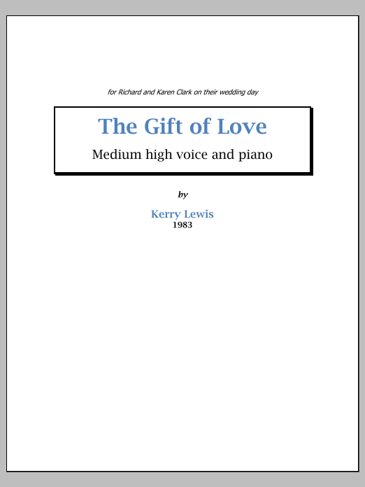 The Gift of Love: Piano Vocal