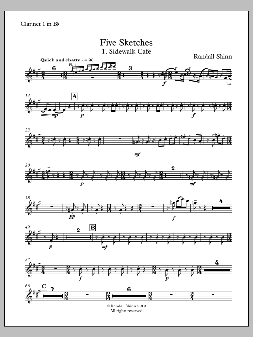 Five Sketches for orchestra - Clarinet