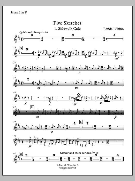 Five Sketches for orchestra - F Horn