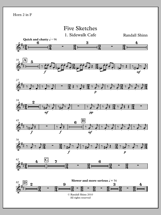 Five Sketches for orchestra - F Horn