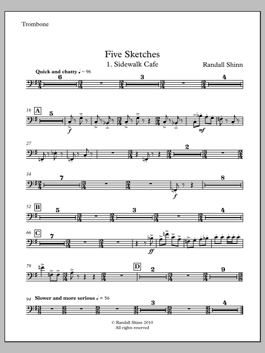Five Sketches for orchestra - Trombone
