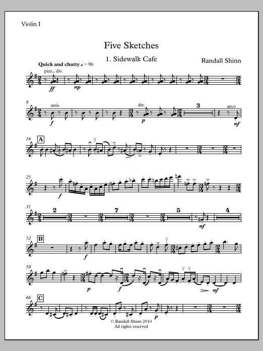 Five Sketches for orchestra - Violin