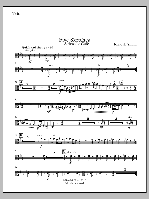 Five Sketches for orchestra - Viola