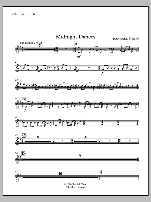 Midnight Dances for orchestra - Clarinet